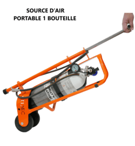 SOURCE D'AIR PORTABLE 1 BOUTEILLE, est une source d'air respirable portable bouteille 6 à 9 L tout-terrain